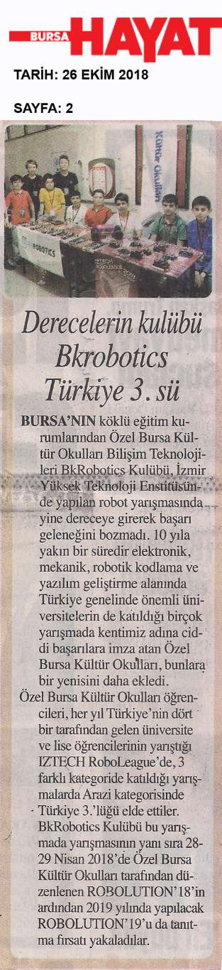 Derecelerin Kulübü "BKROBOTIC" TÜRKİYE 3.SÜ...