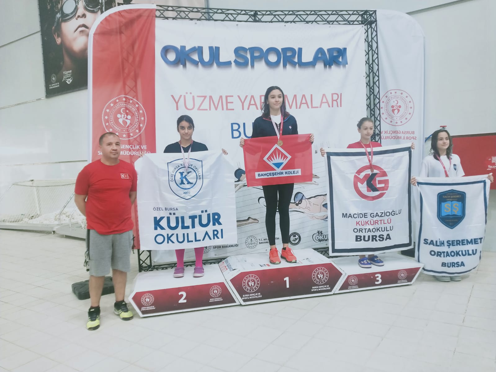 "Okul Sporları Bursa İl Birinciliği Yıldızlar Yüzme Yarışmaları"nda 2.lik Kültür'de...