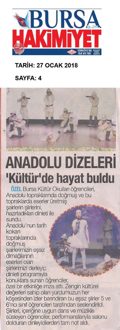 Kültür Sahnesinde Anadolu’dan Dizeler...